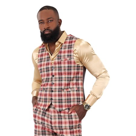 Barabas Men's Rhinestone Plaid Checkered Dress Slim Fit Vests 2VP210