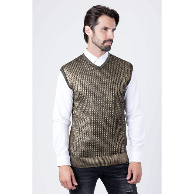Barabas Men's Shiny Sleeveless Fisherman Knitted Sweater Vest WV201