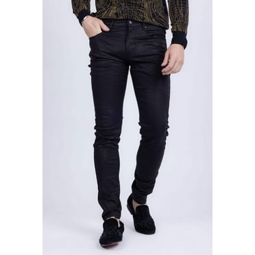Barabas Men's Stretch Slim Lava Pattern Premium Denim Jeans 1750