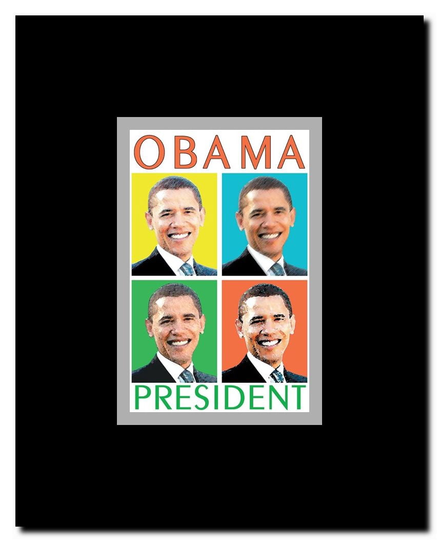 Barack Obama - (4 Faces) Campaign Poster Framed Movie Poster