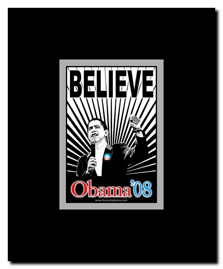 Barack Obama - (Believe Red and Blue) Campaign Poster Framed Movie Poster