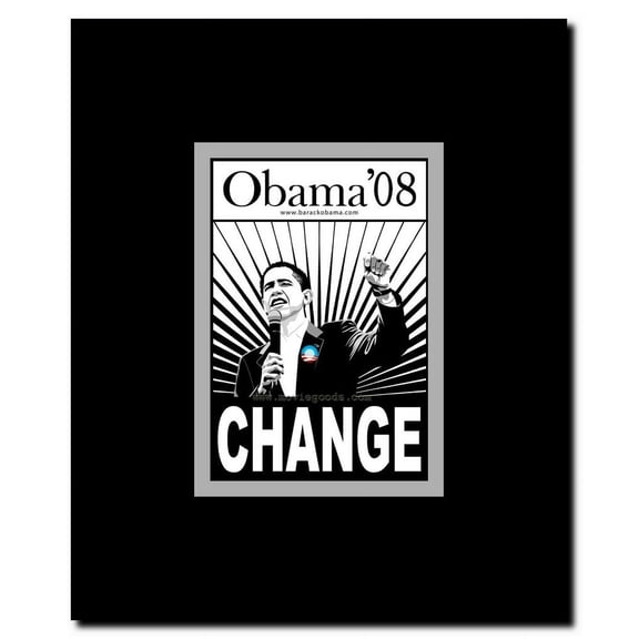 Barack Obama - (Change Black and White) Campaign Poster Framed Movie Poster