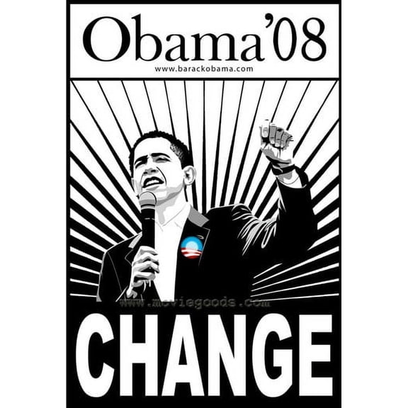 Barack Obama - (Change, Black and White) Campaign Poster Movie Poster (11 x 17)