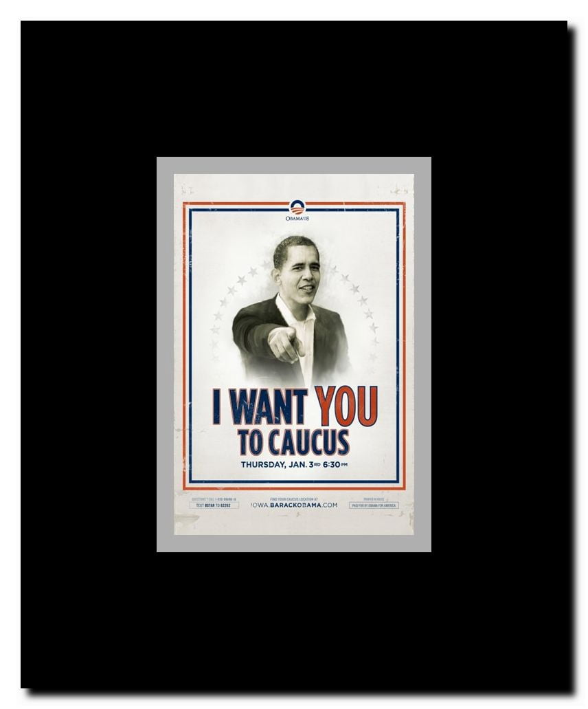 Barack Obama - (Iowa Caucus) Campaign Poster Framed Movie Poster