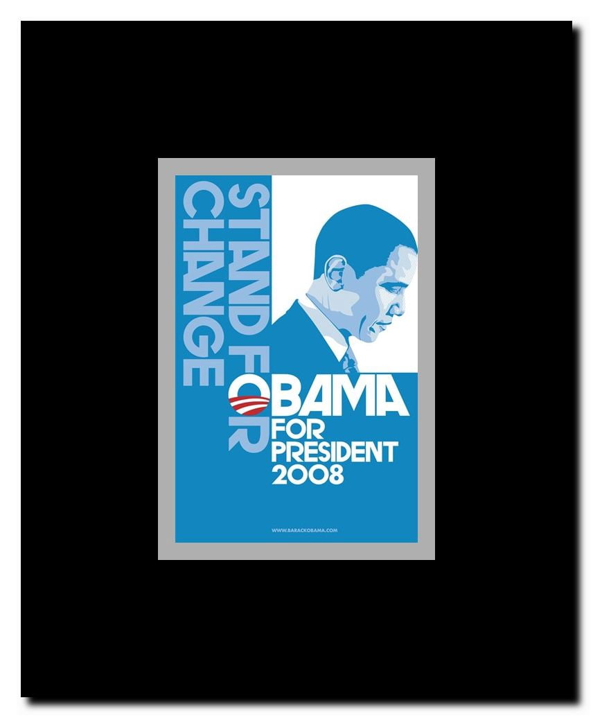 Barack Obama (Stand for Change Blue) Campaign Poster Framed Movie Poster