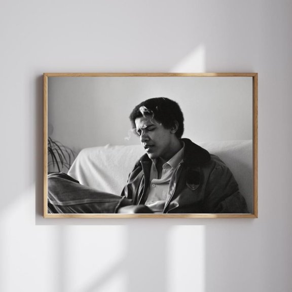 Barack Young Barack Black and White Wall Art Vintage Retro Wall Art, Unframed Poster
