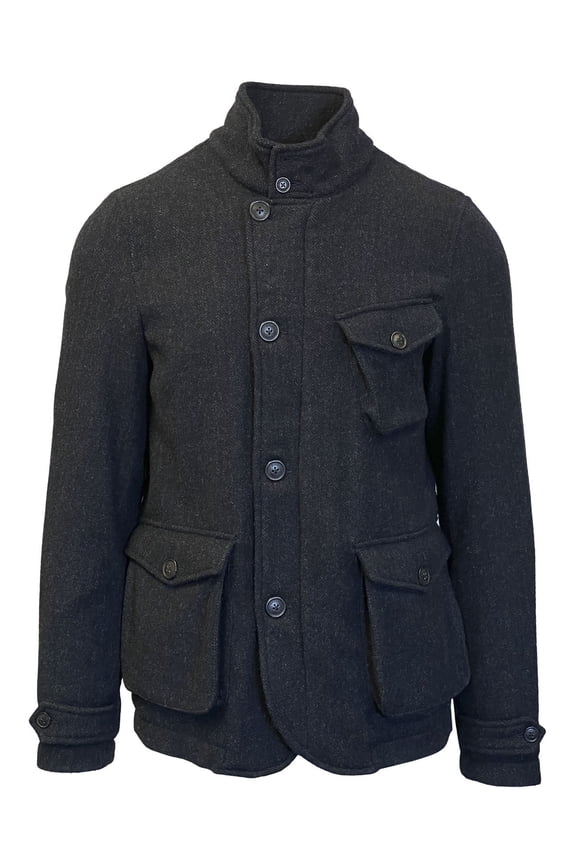 Mens Herringbone Woven Wool Jacket X-Large (46) Midnight Blue NWT $895