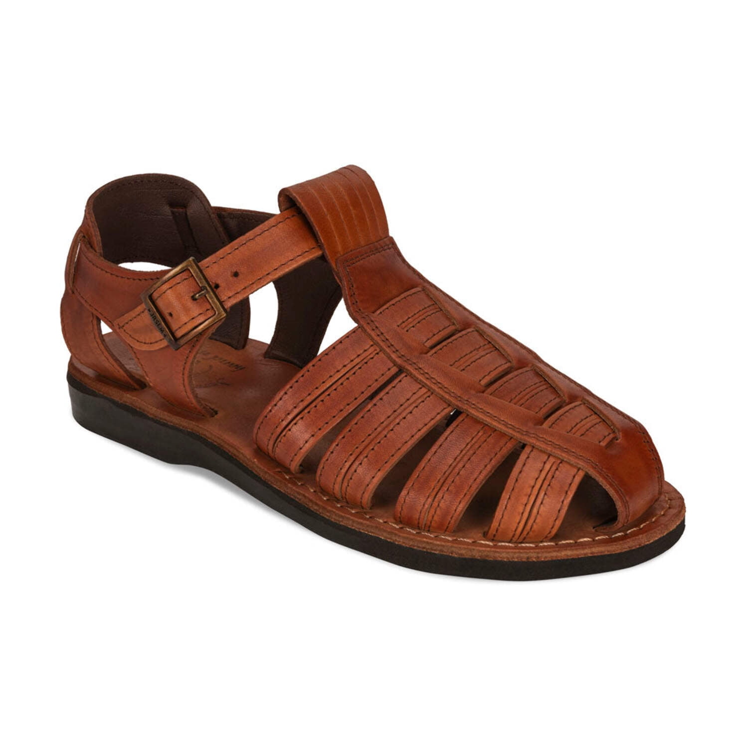 Barak closed toe Sandal size 46 brown, each sandal made by hand, finest leather Barak - Leather Closed Toe Sandal | Honey main image 2