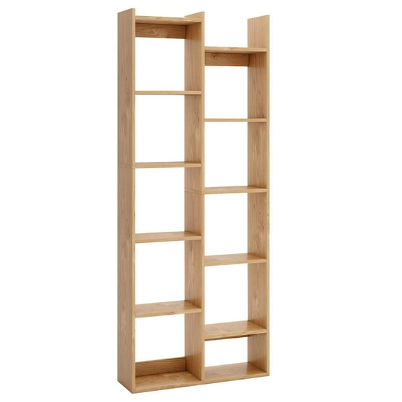 Barara King 11-Tier Modern Bookshelf with Anti-Tipping Kits, Bookcase Display Standing Shelf for Living Room, Bedroom, Office Room, Study Room, Natural