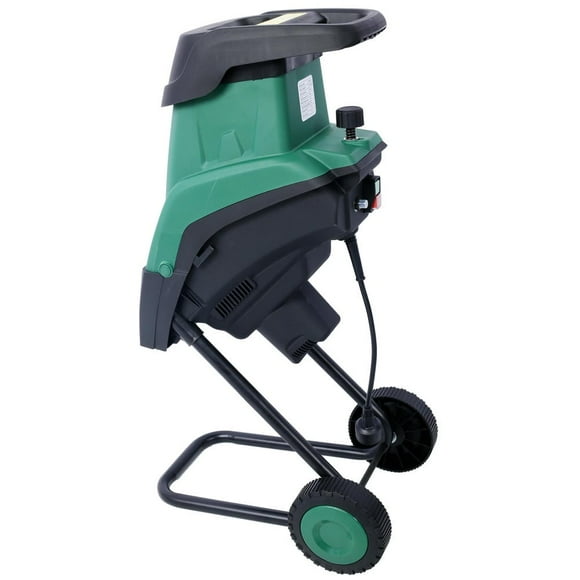 Barara King 15Amp Electric Wood Chipper/Shredder With Wheels Electric Garden Shredder Portable Chipping Width Collection Bag, Double Sided Blade System, Auto Shut-Off Green