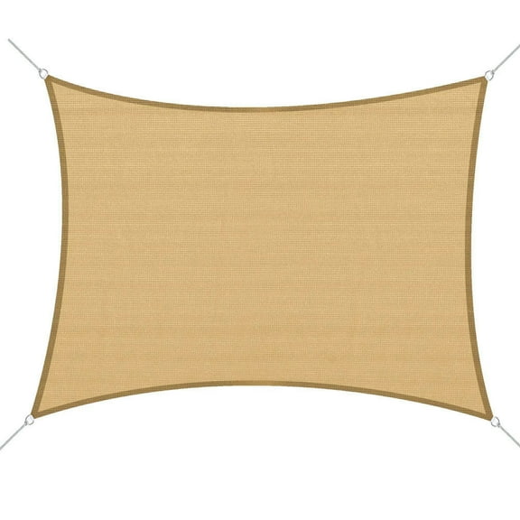 Barara King 16' x 20' Sun Shade Sail Canopy Outdoor Shade Sail Cloth for Patio Deck Yard with D-Rings and Rope Included, Sand