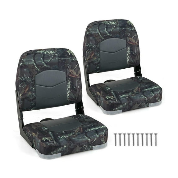 Barara King 2-Pack Camouflage Boat Seats with Comfort Thick Sponge Padding and Water-Resistant & Durable, Gray