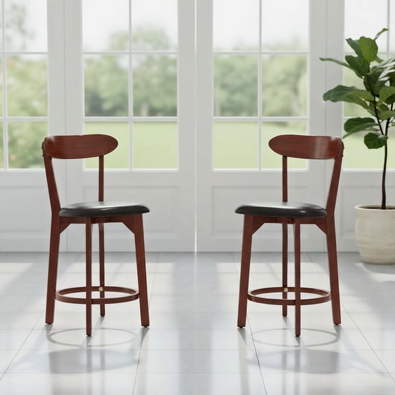 Barara King 24 Inch Modern Upholstered Armless Dining Chair Set of 2 with Cushioned Seat for Kitchen Island, Breakfast Nook, Dining Space Seating, Walnut
