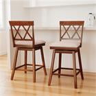 Barara King 24 Inches Counter Height Barstools Set of 2 with Backrest and Soft Seat Cushion for Kitchen Island Bar, Oak