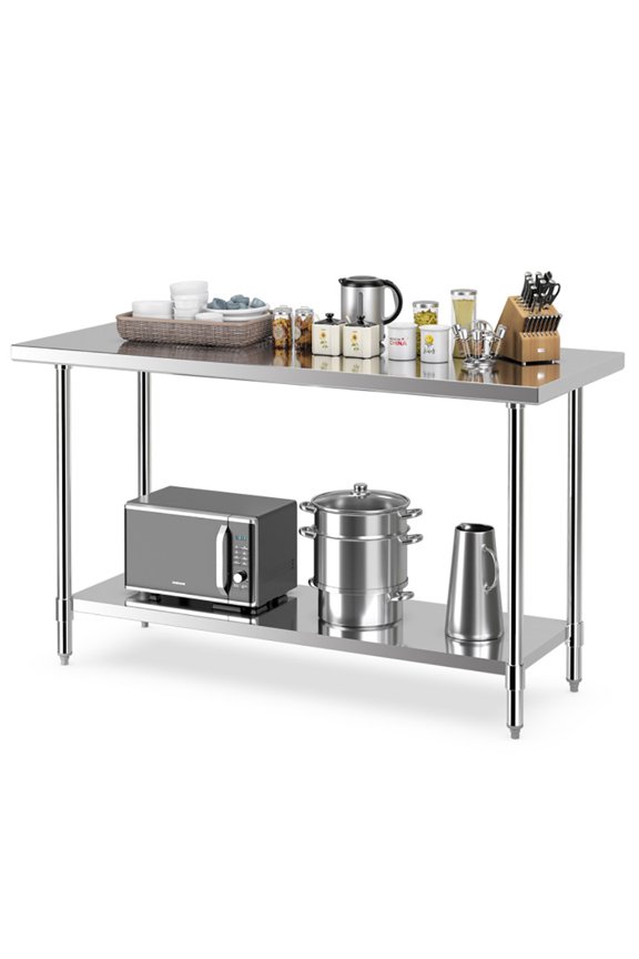 24 x 60 Inches Stainless Steel Kitchen Prep Work Table with Adjustable Undershelf