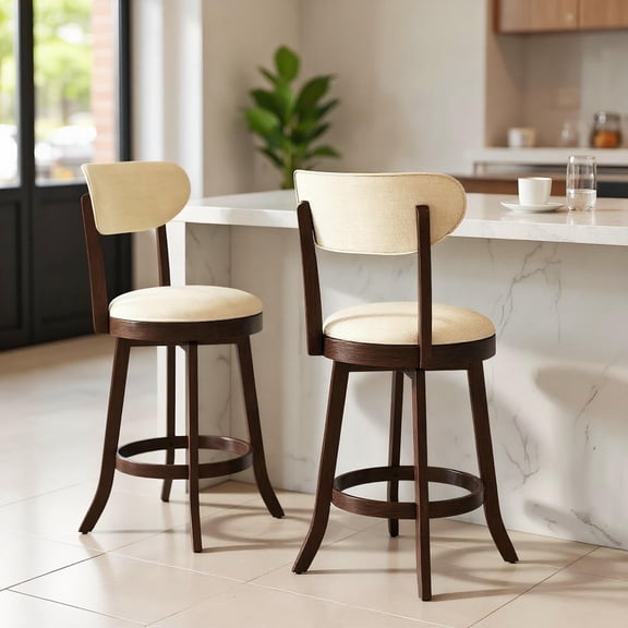Barara King 25.5 Inch Counter Height Chairs Set of 2 with Padded Seat, Backrest Support and Sturdy Build for Kitchen, Cafe, Dining Room Furniture, Brown