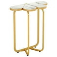 thumbnail image 1 of Barara King 26Inch Tall Faux Narrow Nightstand Sofa Table with Stylish Gold Frame, Half-Flower Accent End Table Side Table for Small Spaces, Living Room, Bedroom, White & Gold, 1 of 6
