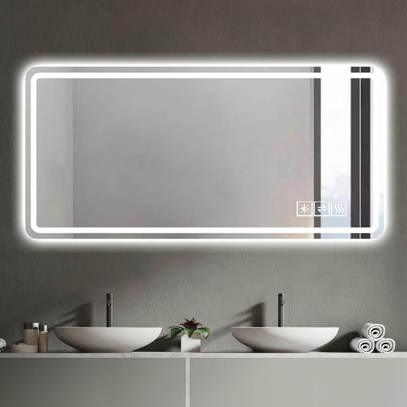 Barara King 28*60inch Wall Mount Mirror with Anti-Fog, Dimmable and Shatter-Proof Tempered Glass, Bathroom Vanity Makeup Mirror for Bathroom, Bedroom, Living Room, Silver