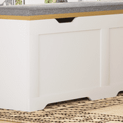 Barara King 3-Piece L-Shaped Cushioned Bench, Multi-Functional Storage Ottoman with Lift Top for Entryway Organization, Corner Seat for Kitchen or Reading Nook, 63"D x 63"W x 19.1"H, White