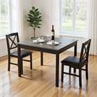 Barara King 3-Piece Square Wooden Dining Table Set for 2 People for Small Kitchen Apartment Breakfast Nook Furniture, Gray