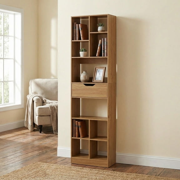 Barara King 3-Tier Versatile Desk Bookshelf Space-Saving Tabletop Shelf with 4 Open Shelves for Home Office Study Workspace Stationery Display, Walnut