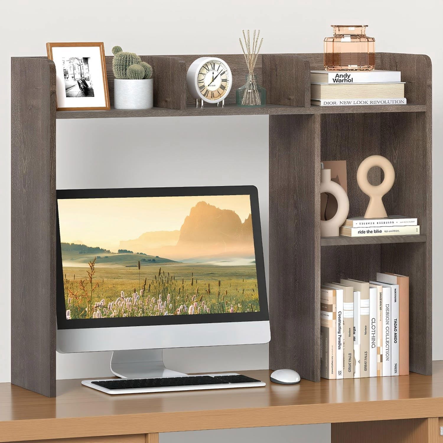 Tabletop System Unit Barara King 3-Tier Multi-Purpose Desk Bookshelf Compact Tabletop ...