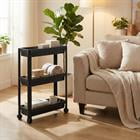 Barara King 3-Tier Slim Rolling Storage Cart 2-Pack Mobile Utility Organizer with Smooth Wheels for Bathroom Laundry Room and Small Space, Black
