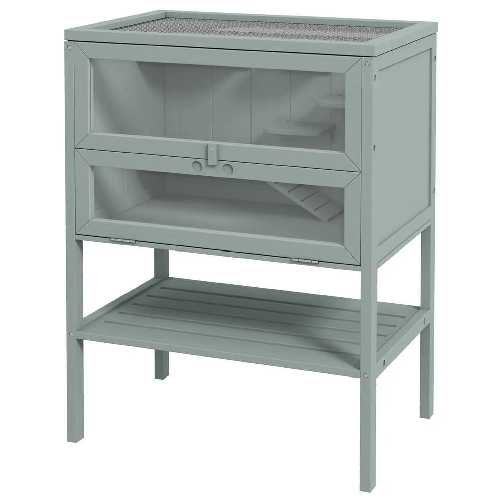 Barara King 3-Tier Wooden Hamster Cage Mice and Rat Cage Small Animals Hutch with Openable Top, Gray