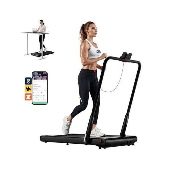 Barara King 3-in-1 3HP Walking Treadmill with Smart Apps Remote Control and Speakers, Foldable Treadmill for Indoor, Gym, Living Room, Exercise, Black