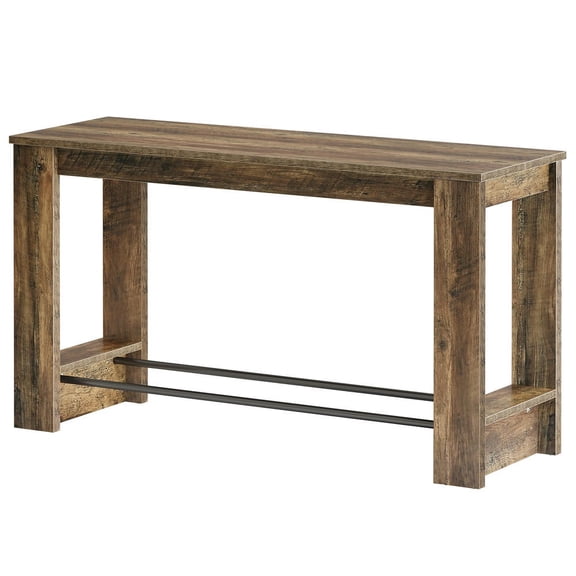 Barara King 37.4" Bar Table with Metal Footrests, Mondern Counter Table for Kitchen, Dining Room, Bistro, Restaurant, Brown