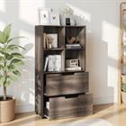 Barara King 4-Cube Bookcase 51 Inch 5-Tier Tall Freestanding Bookshelf with 2 Drawers for Home Office Living Room Study Storage Furniture, Gray