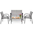 thumbnail image 1 of Barara King 4 Pieces Patio Furniture Set with Glass Top Coffee Table Patio Garden Lawn Cushioned Seat, Patio sectional Furniture Sets-Gray, 1 of 4