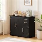 Barara King 40 Inch Contemporary Buffet Cabinet Sideboard with 2 Drawers and Adjustable Shelf for Kitchen Dining Room, Black
