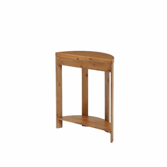 Barara King 41.3" Farmhouse Small Console Table with 2-Tier Storage, Solid Wood Half-Moon Sofa Table, Narrow Entryway Table for Living Room, Foyer, Entrance, Easy Assembly, Rustic Brown