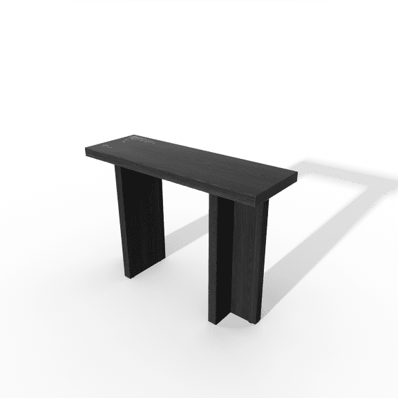 Barara King 42 Inch Black Relief Console Table, T-Leg Design for Entryway and Hallway, Black