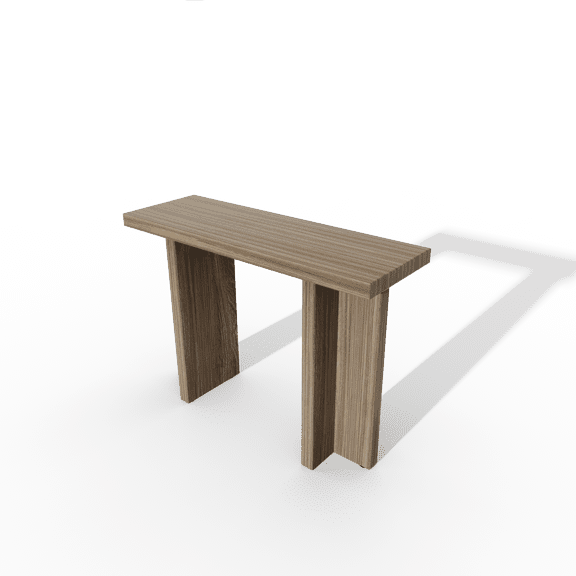 Barara King 42 Inch Narrow Console Table with Oak Finish, T-Leg MDF Entryway Table for Hallway Living Room Use, Brown