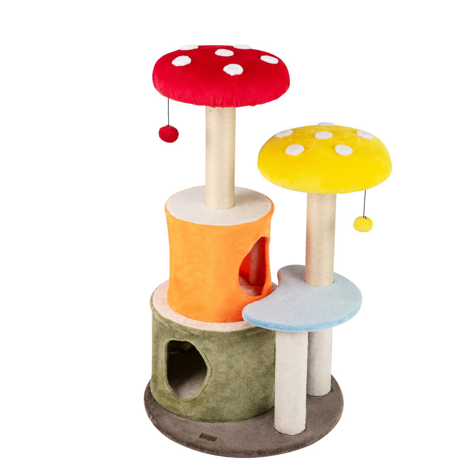 Barara King 43 Inch Tall Cat Tree with 2 Condos and Padded Platforms, Cat Tower for Indoor Cats, Cat Condo for Indoor Cats, Multicolor