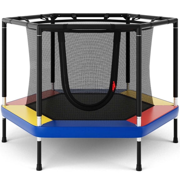 Barara King 4FT Small Trampoline with Safety Enclosure Net, Outdoor Recreational Trampolines for Kids, Colorful