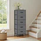 Barara King 5 Drawer Storage Dresser with Fabric Bins Sturdy Steel Frame and Wood Top for Bedroom Closet and Living Room Organization Furniture, Gray