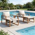 Barara King 5 Pieces Patio Furniture Set PE Rattan Wicker with Acacia Wood Table for Outdoor Conversation Area, Gray