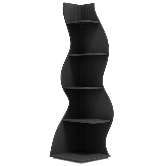 Barara King 5-Tier Corner Shelf, Modern Wall Corner Bookshelf Bookcase,Black