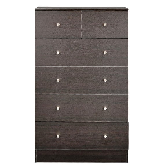 Barara King 66x40x111cm 4+2 Drawer Cabinet with Textured Melamine Finish and Matte Gold Handles for Bedroom Furniture, Entryway Storage Unit, Brown