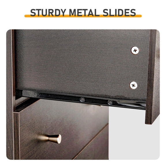 Barara King 66x40x131cm 5+2 Drawer Cabinet with Textured Melamine Finish and Matte Gold Handles for Bedroom Dresser, Office Storage Furniture, Brown