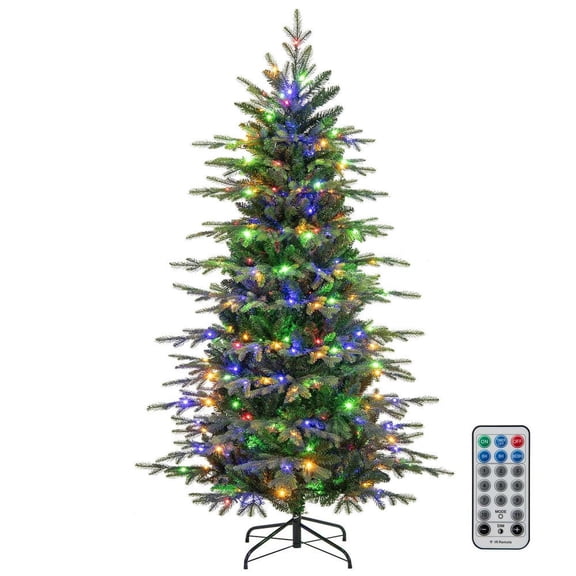 Barara King 6ft Pre-Lit Christmas Tree with Warm White LED Lights, Artificial Christmas Tree for Indoor, Outdoor, Holiday Decor, Green