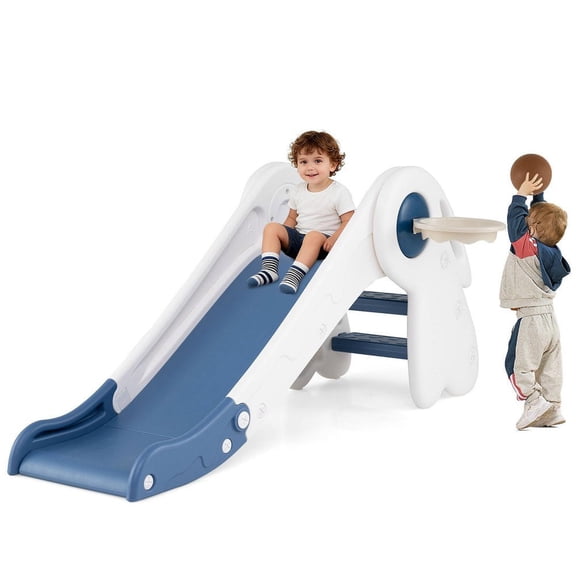 Barara King 7-in-1 Indoor Slide with Climber and Basketball Hoop, Kids Baby Toddler Slide for Kids, Indoor, Multicolor