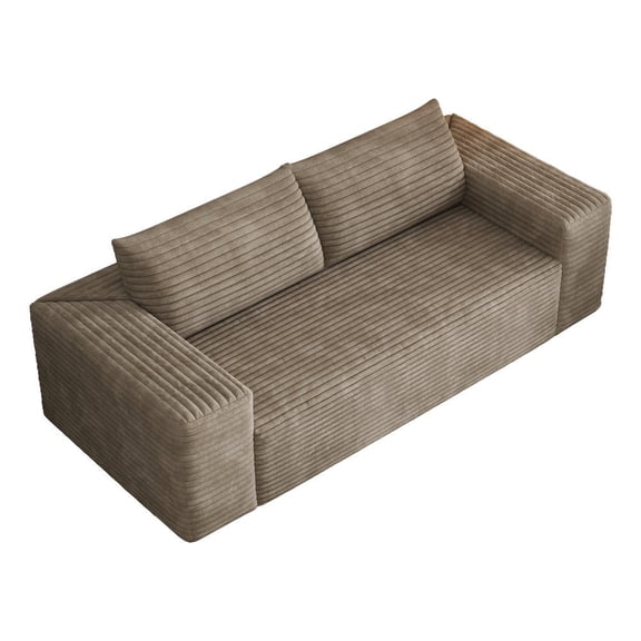 Barara King 78.8" Deep Seat Comfortable Loveseat Couch with Plush Corduroy Fabric for Spacious Bedroom and Apartment Living, Camel