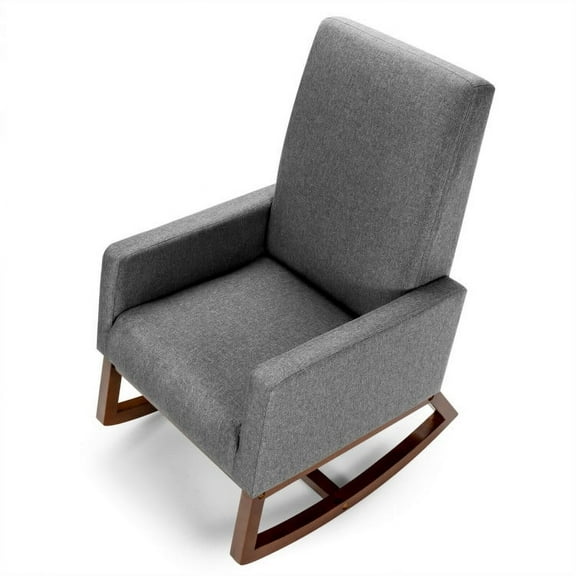 Barara King Accent Armchair, Single Sofa Chair, Rocking High Back Upholstered Lounge Armchair with Side Pocket-Gray