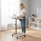 Barara King Adjustable Angle Height Rolling Laptop Table Mobile Desk for Home Office Bedroom Small Space Workstation, Natural