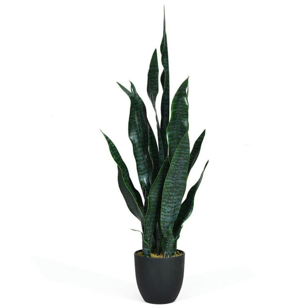 Barara King Artificial Plant, Tall Fake Plant, Indoor Home Décor, 35.5 Inch Indoor-Outdoor Artificial Fake Snake Plant