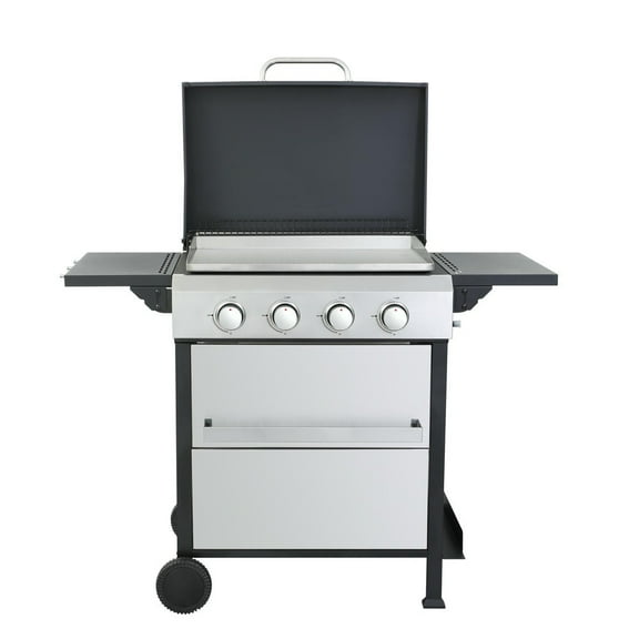 Barara King BBQ Grill, Outdoor Camping Grill,4-Burner Propane Gas BBQ Grill, SS Plancha, 49200BTU Output With Wire Enamel Cooking Grids